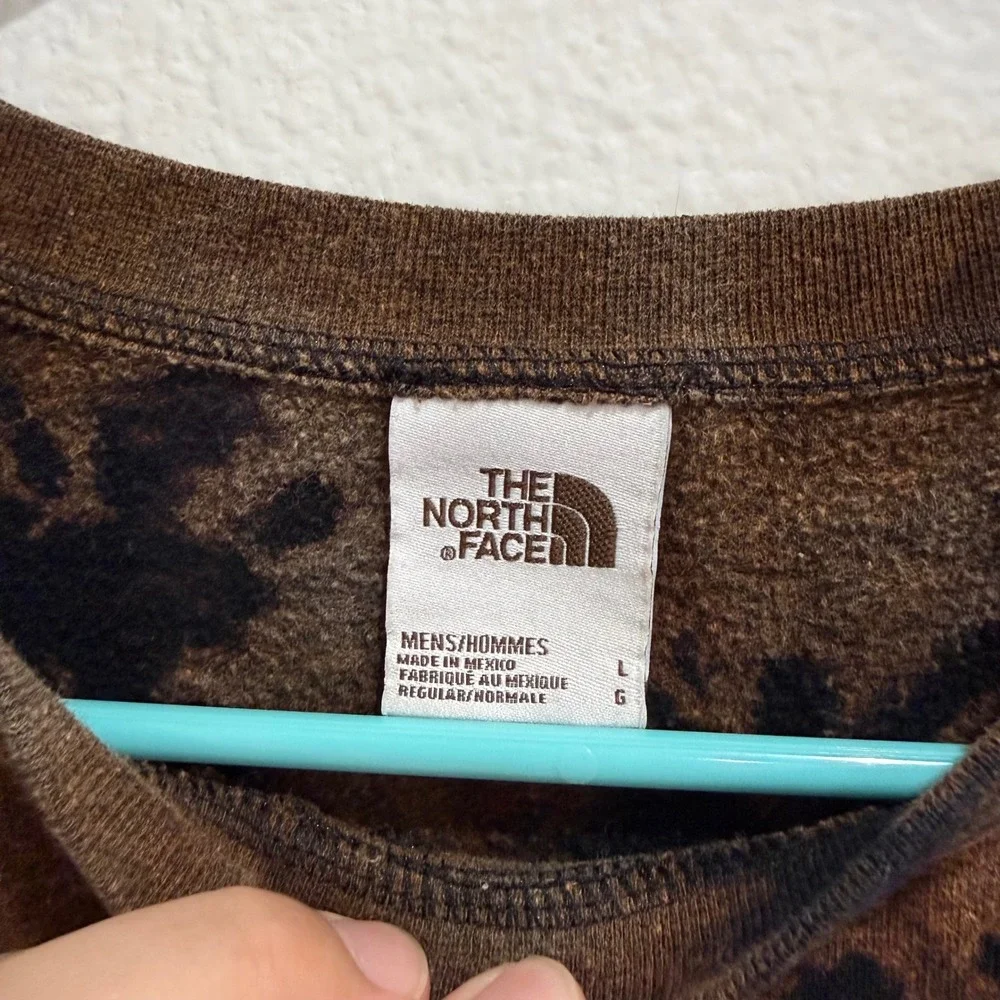 The North Face Mens Custom Bleach Dyed Crewneck Sweatshirt Black Brown Large